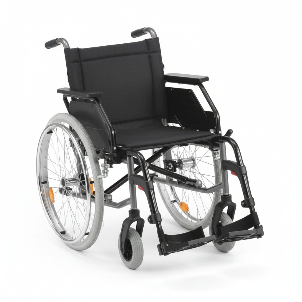 gladius self propelled wheelchair with steel frame and 24 inch rear wheels shown on a white background
