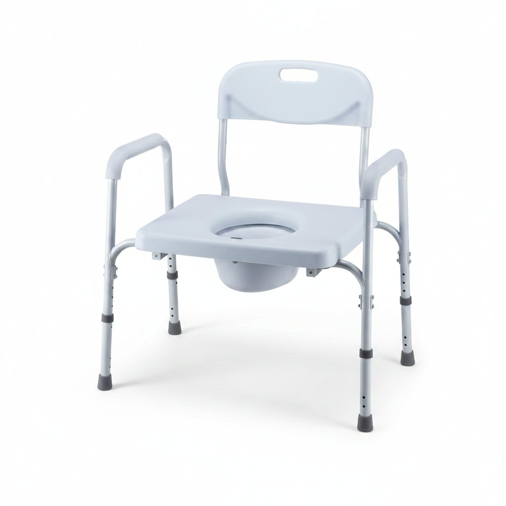 Heavy Duty Commode steel bariatric bedside commode with removable backrest and extra wide seat